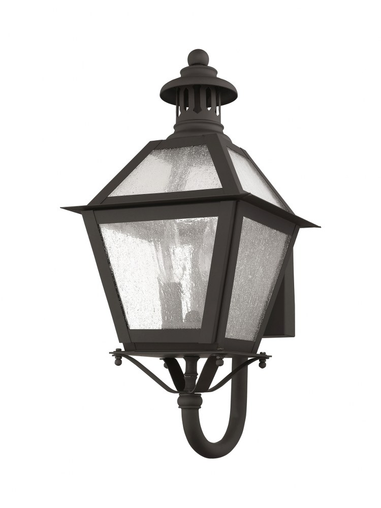 Livex Lighting-2041-07-Waldwick - 2 Light Outdoor Wall Lantern in Waldwick Style - 8.5 Inches wide by 18.5 Inches high   Bronze Finish with Seeded Glass