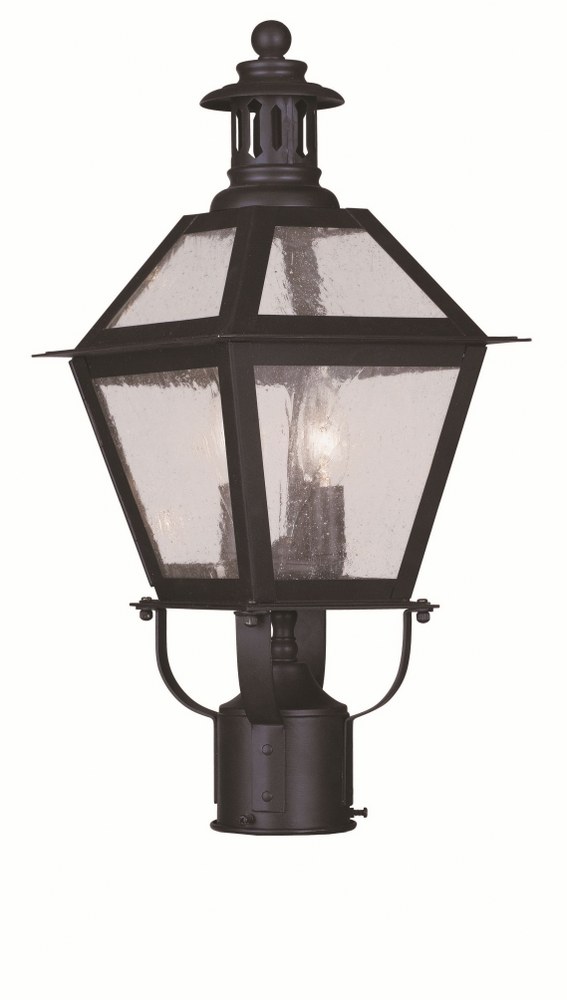 Livex Lighting-2042-07-Waldwick - 2 Light Outdoor Post Top Lantern in Waldwick Style - 8.5 Inches wide by 18.75 Inches high   Bronze Finish with Seeded Glass