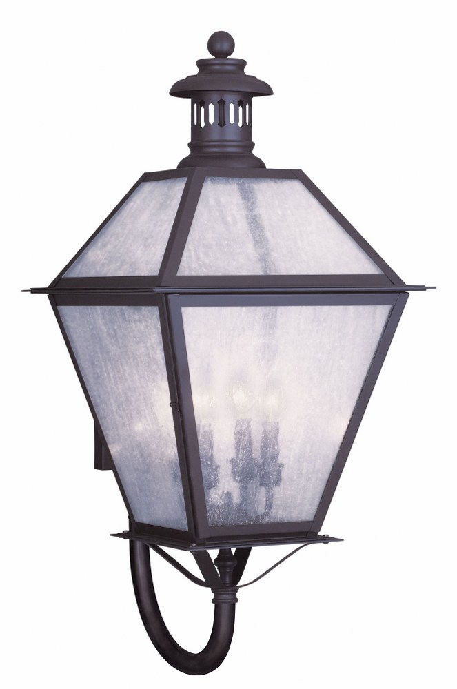 Livex Lighting-2050-07-Waldwick - 4 Light Outdoor Wall Lantern in Waldwick Style - 15 Inches wide by 30 Inches high   Bronze Finish with Seeded Glass