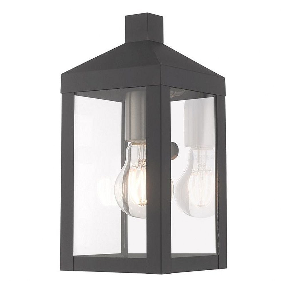 Livex Lighting-20581-76-Nyack - 1 Light Outdoor Wall Lantern in Nyack Style - 5 Inches wide by 10.5 Inches high Scandinavian Gray  Scandinavian Gray Finish with Clear Glass