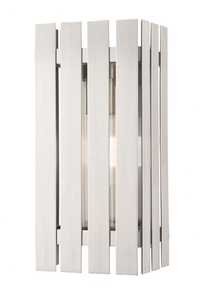 Livex Lighting-20752-91-Greenwich - 1 Light Outdoor Wall Lantern in Greenwich Style - 6 Inches wide by 13 Inches high   Brushed Nickel Finish with Clear Glass