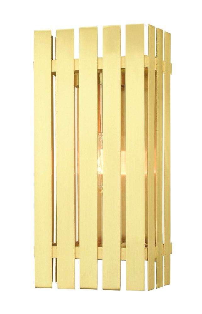 Livex Lighting-20753-12-Greenwich - 1 Light Outdoor Wall Lantern in Greenwich Style - 8 Inches wide by 17 Inches high   Satin Brass Finish with Clear Glass