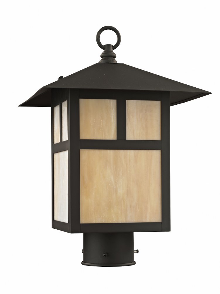 Livex Lighting-2134-07-Montclair Mission - 1 Light Outdoor Post Top Lantern in Montclair Mission Style - 10 Inches wide by 15 Inches high   Bronze Finish with Iridescent Tiffany Glass