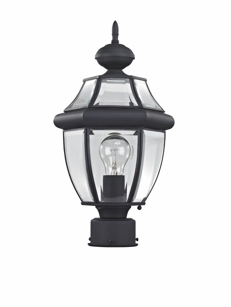 Livex Lighting-2153-04-Monterey - 1 Light Outdoor Post Top Lantern in Monterey Style - 8.5 Inches wide by 16.5 Inches high Black  Brushed Nickel Finish with Clear Beveled Glass