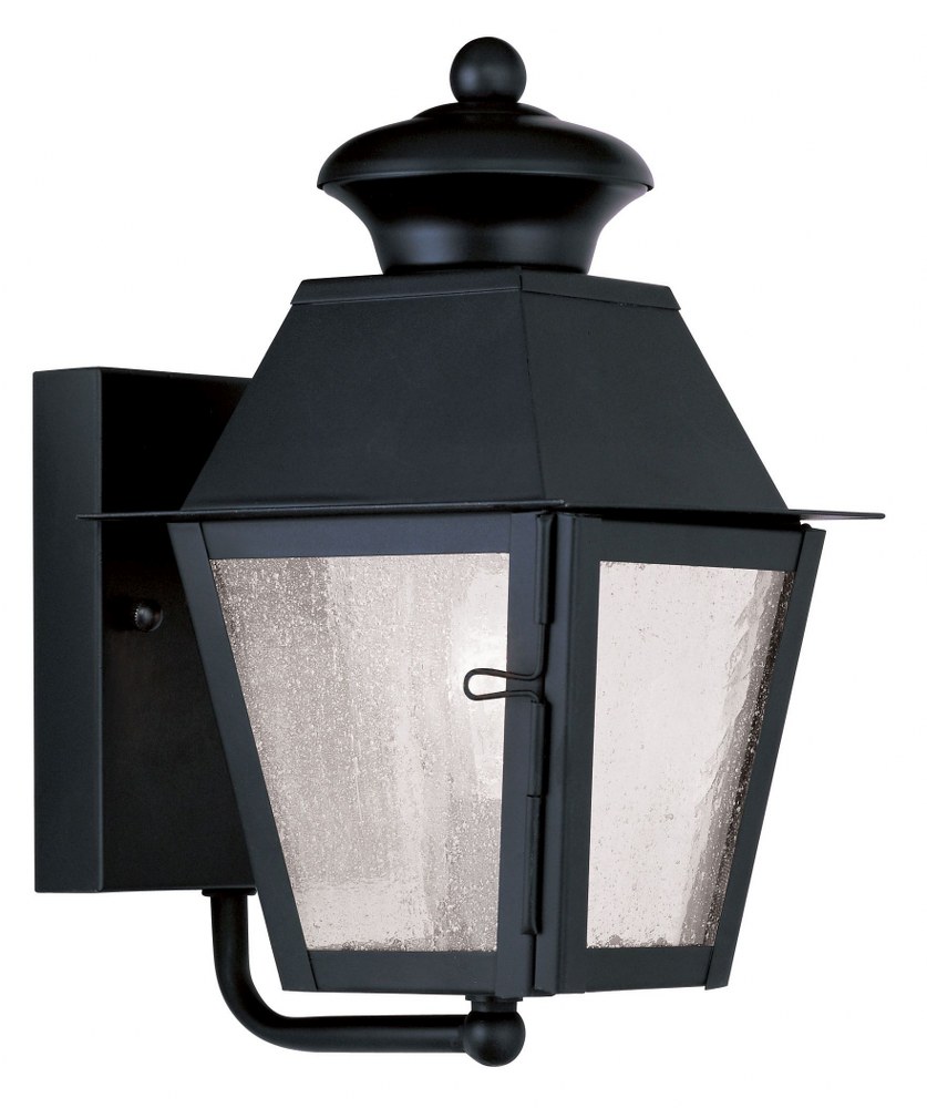 Livex Lighting-2160-04-Mansfield - 1 Light Outdoor Wall Lantern in Mansfield Style - 5.5 Inches wide by 9.25 Inches high   Black Finish with Seeded Glass