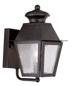 Livex Lighting-2160-07-Mansfield - One Light Outdoor Wall Lantern - 5.5 Inches wide by 9.25 Inches high   Bronze Finish with Seeded Glass