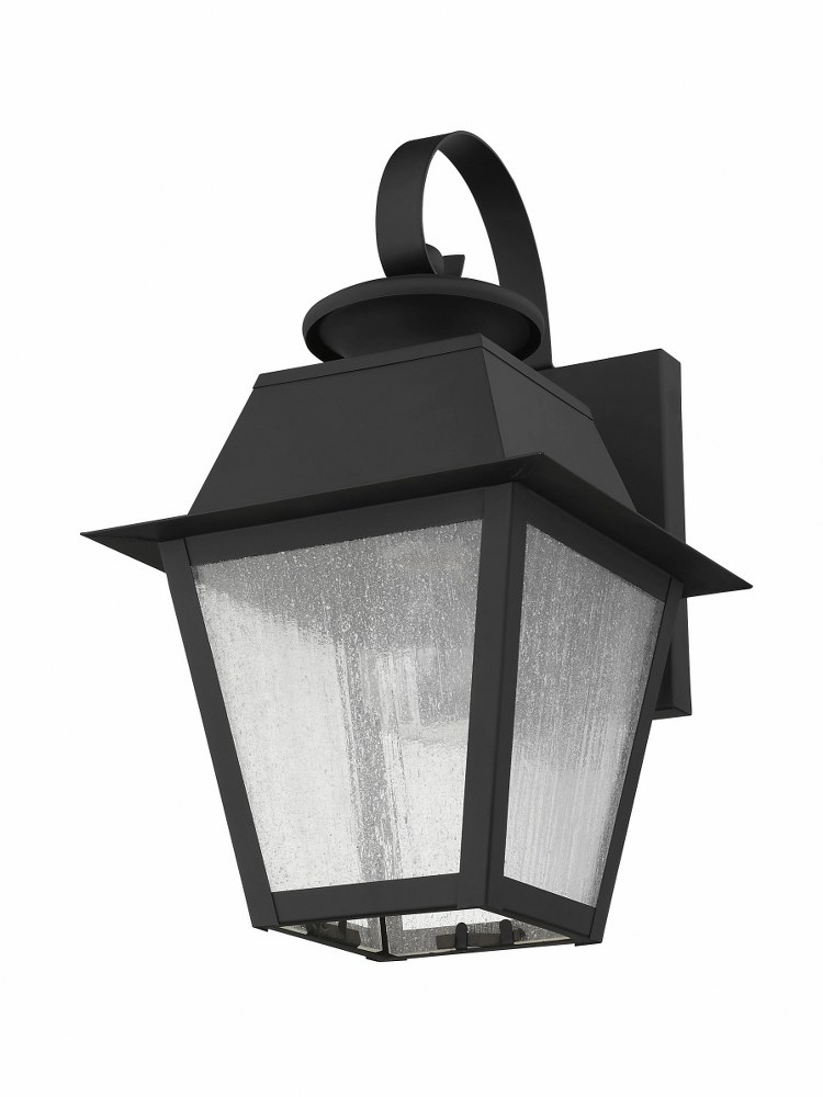 Livex Lighting-2162-04-Mansfield - 1 Light Outdoor Wall Lantern in Mansfield Style - 7.5 Inches wide by 12.5 Inches high   Black Finish with Seeded Glass