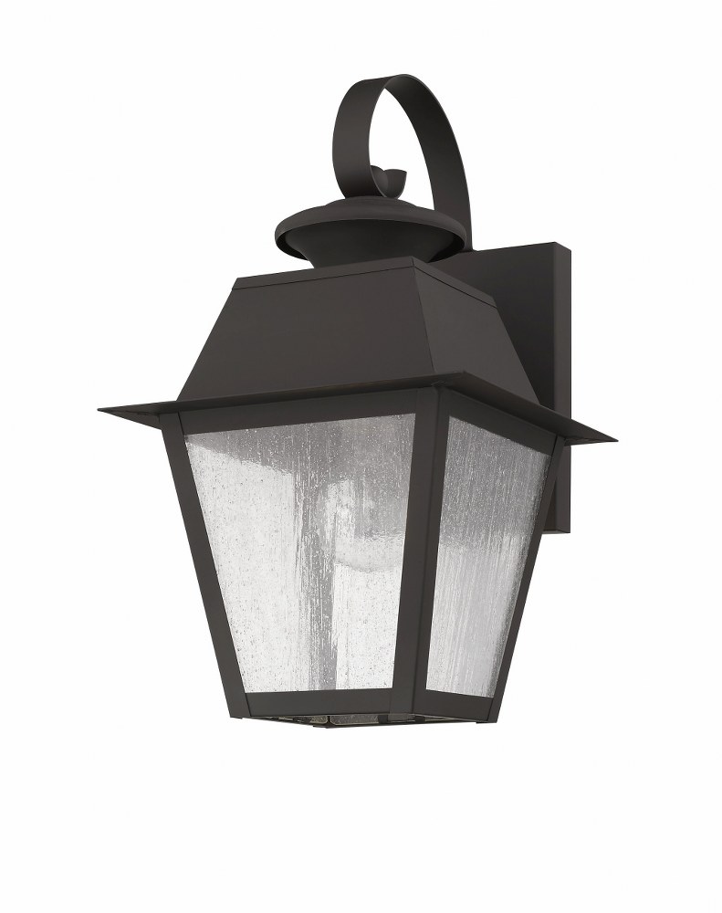 Livex Lighting-2162-07-Mansfield - 1 Light Outdoor Wall Lantern in Mansfield Style - 7.5 Inches wide by 12.5 Inches high   Bronze Finish with Seeded Glass