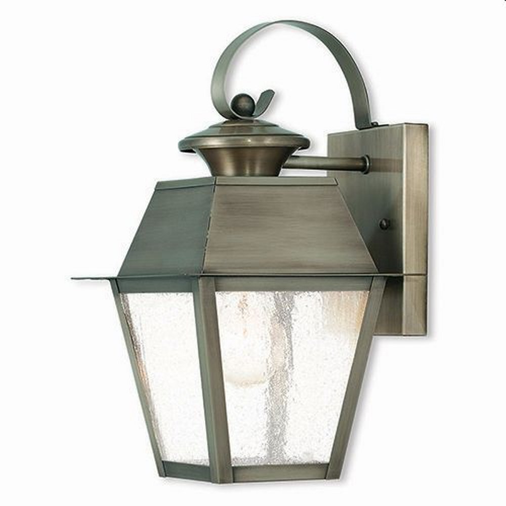 Livex Lighting-2162-29-Mansfield - 1 Light Outdoor Wall Lantern in Mansfield Style - 7.5 Inches wide by 12.5 Inches high Vintage Pewter  Charcoal Finish with Seeded Glass