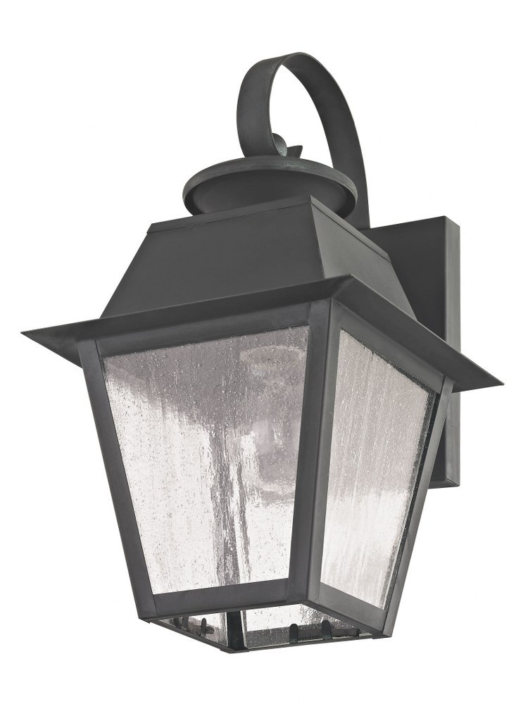 Livex Lighting-2162-61-Mansfield - 1 Light Outdoor Wall Lantern in Mansfield Style - 7.5 Inches wide by 12.5 Inches high   Charcoal Finish with Seeded Glass