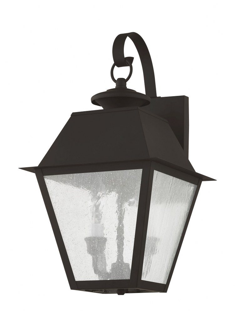 Livex Lighting-2165-07-Mansfield - 3 Light Outdoor Wall Lantern in Mansfield Style - 12 Inches wide by 23 Inches high   Bronze Finish with Seeded Glass