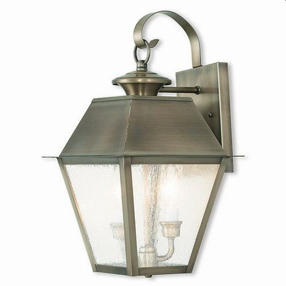 Livex Lighting-2165-29-Mansfield - 3 Light Outdoor Wall Lantern in Mansfield Style - 12 Inches wide by 23 Inches high Vintage Pewter  Charcoal Finish with Seeded Glass