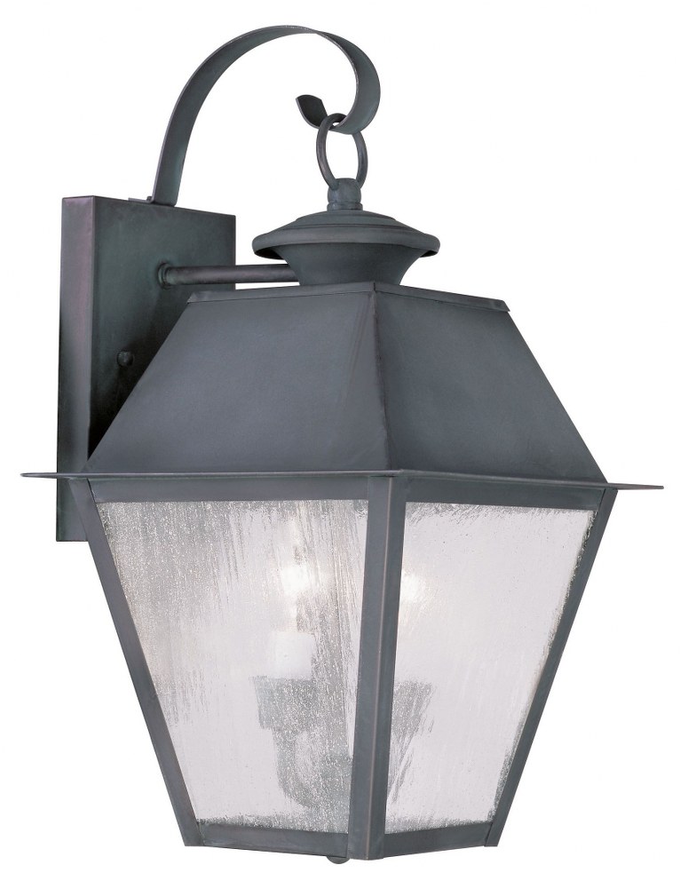 Livex Lighting-2165-61-Mansfield - 3 Light Outdoor Wall Lantern in Mansfield Style - 12 Inches wide by 23 Inches high   Charcoal Finish with Seeded Glass