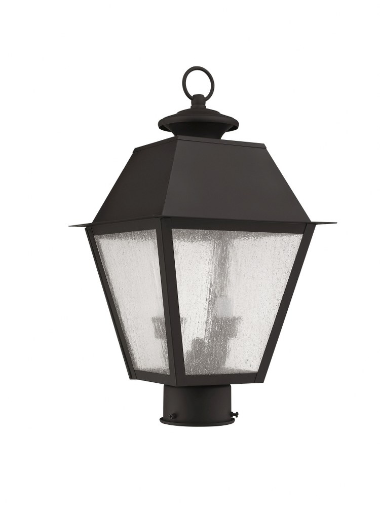 Livex Lighting-2166-07-Mansfield - 2 Light Outdoor Post Top Lantern in Mansfield Style - 9 Inches wide by 16.5 Inches high   Bronze Finish with Seeded Glass