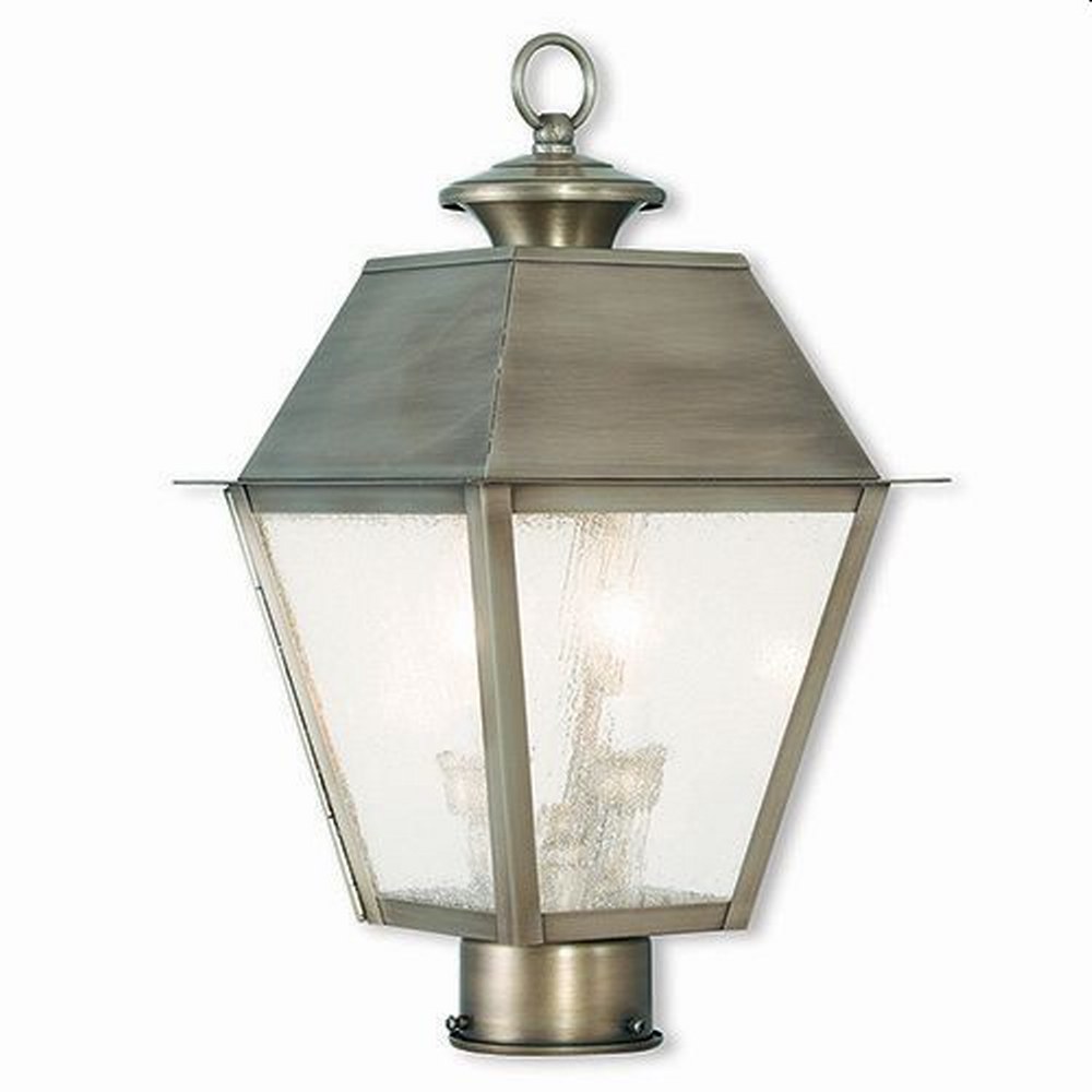 Livex Lighting-2166-29-Mansfield - 2 Light Outdoor Post Top Lantern in Mansfield Style - 9 Inches wide by 16.5 Inches high Vintage Pewter  Charcoal Finish with Seeded Glass