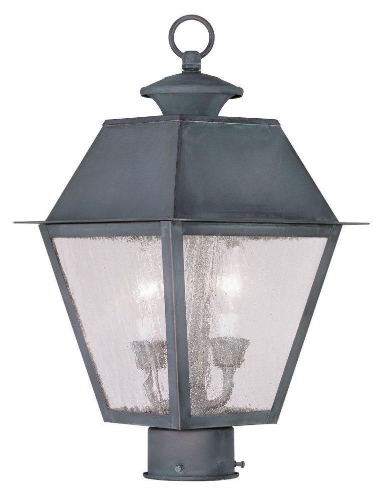 Livex Lighting-2166-61-Mansfield - 2 Light Outdoor Post Top Lantern in Mansfield Style - 9 Inches wide by 16.5 Inches high   Charcoal Finish with Seeded Glass