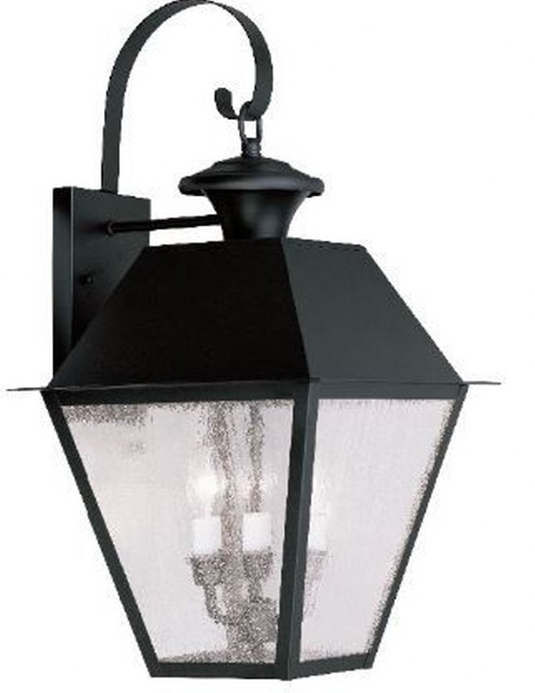 Livex Lighting-2168-04-Mansfield - 2 Light Outdoor Wall Lantern in Mansfield Style - 12 Inches wide by 23.5 Inches high   Black Finish with Seeded Glass