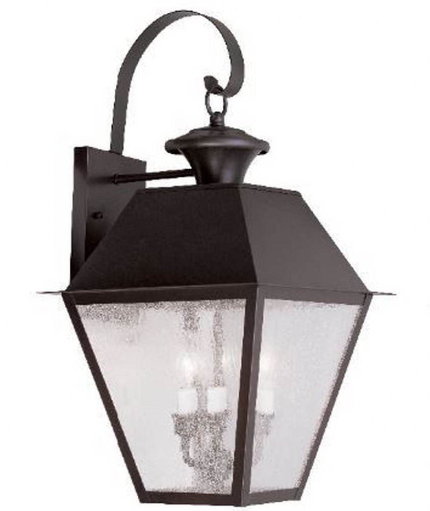 Livex Lighting-2168-07-Mansfield - 2 Light Outdoor Wall Lantern in Mansfield Style - 12 Inches wide by 23.5 Inches high   Bronze Finish with Seeded Glass