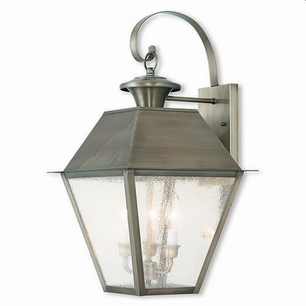 Livex Lighting-2168-29-Mansfield - 2 Light Outdoor Wall Lantern in Mansfield Style - 12 Inches wide by 23.5 Inches high Vintage Pewter  Charcoal Finish with Seeded Glass