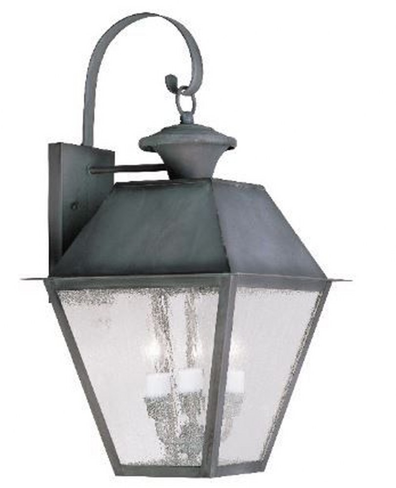 Livex Lighting-2168-61-Mansfield - 2 Light Outdoor Wall Lantern in Mansfield Style - 12 Inches wide by 23.5 Inches high   Charcoal Finish with Seeded Glass
