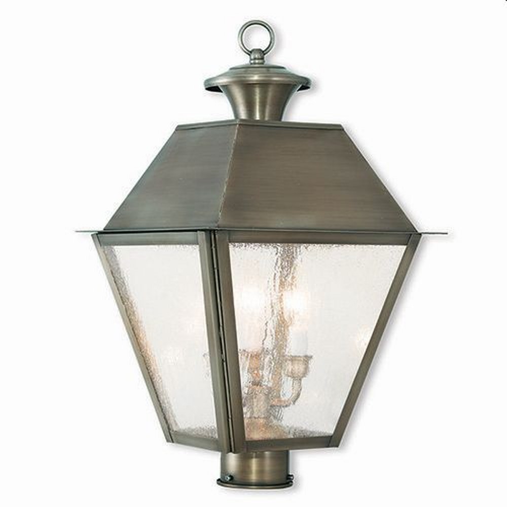 Livex Lighting-2169-29-Mansfield - 3 Light Outdoor Post Top Lantern in Mansfield Style - 12 Inches wide by 20 Inches high Vintage Pewter  Charcoal Finish with Seeded Glass