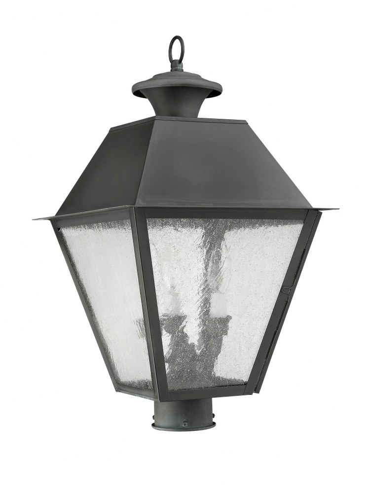 Livex Lighting-2169-61-Mansfield - 3 Light Outdoor Post Top Lantern in Mansfield Style - 12 Inches wide by 20 Inches high   Charcoal Finish with Seeded Glass