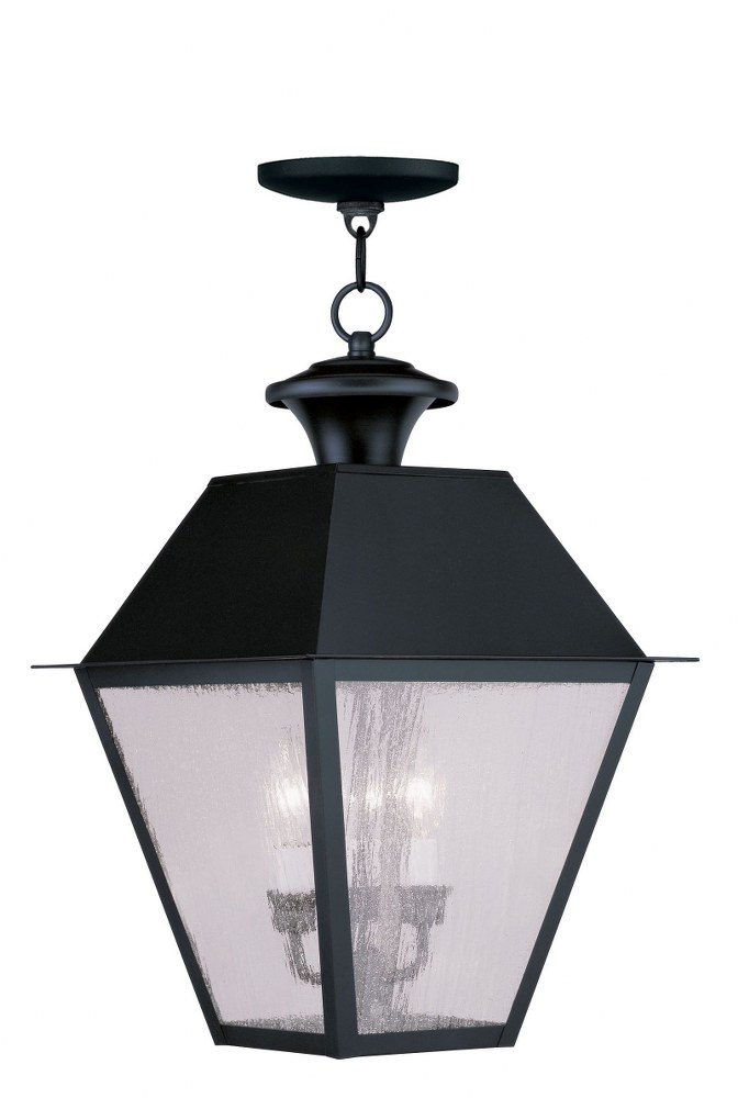 Livex Lighting-2170-04-Mansfield - 3 Light Outdoor Pendant Lantern in Mansfield Style - 12 Inches wide by 19 Inches high Black  Charcoal Finish with Seeded Glass