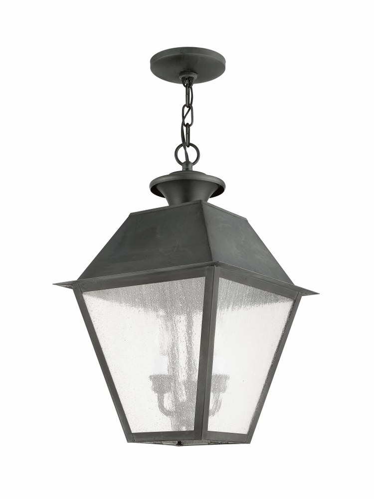 Livex Lighting-2170-61-Mansfield - 3 Light Outdoor Pendant Lantern in Mansfield Style - 12 Inches wide by 19 Inches high Charcoal  Charcoal Finish with Seeded Glass