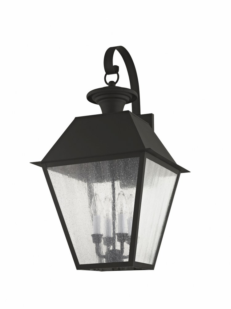 Livex Lighting-2172-04-Mansfield - 4 Light Outdoor Wall Lantern in Mansfield Style - 15 Inches wide by 27.5 Inches high   Black Finish with Seeded Glass