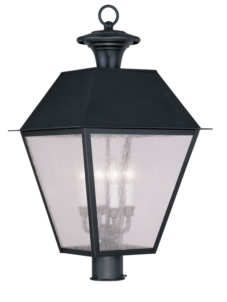 Livex Lighting-2173-04-Mansfield - 4 Light Outdoor Post Top Lantern in Mansfield Style - 15 Inches wide by 27.5 Inches high   Black Finish with Seeded Glass