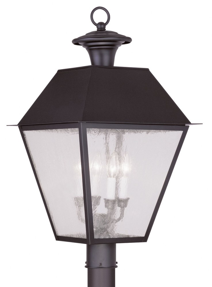Livex Lighting-2173-07-Mansfield - 4 Light Outdoor Post Top Lantern in Mansfield Style - 15 Inches wide by 27.5 Inches high   Bronze Finish with Seeded Glass