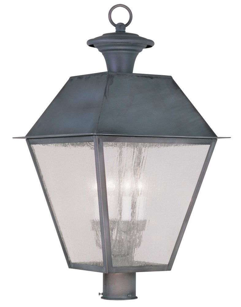 Livex Lighting-2173-61-Mansfield - 4 Light Outdoor Post Top Lantern in Mansfield Style - 15 Inches wide by 27.5 Inches high   Charcoal Finish with Seeded Glass