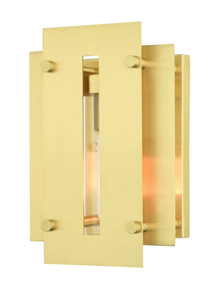 Livex Lighting-21771-12-Utrecht - 1 Light Outdoor Wall Lantern in Utrecht Style - 7 Inches wide by 10 Inches high   Satin Brass Finish with Clear Glass