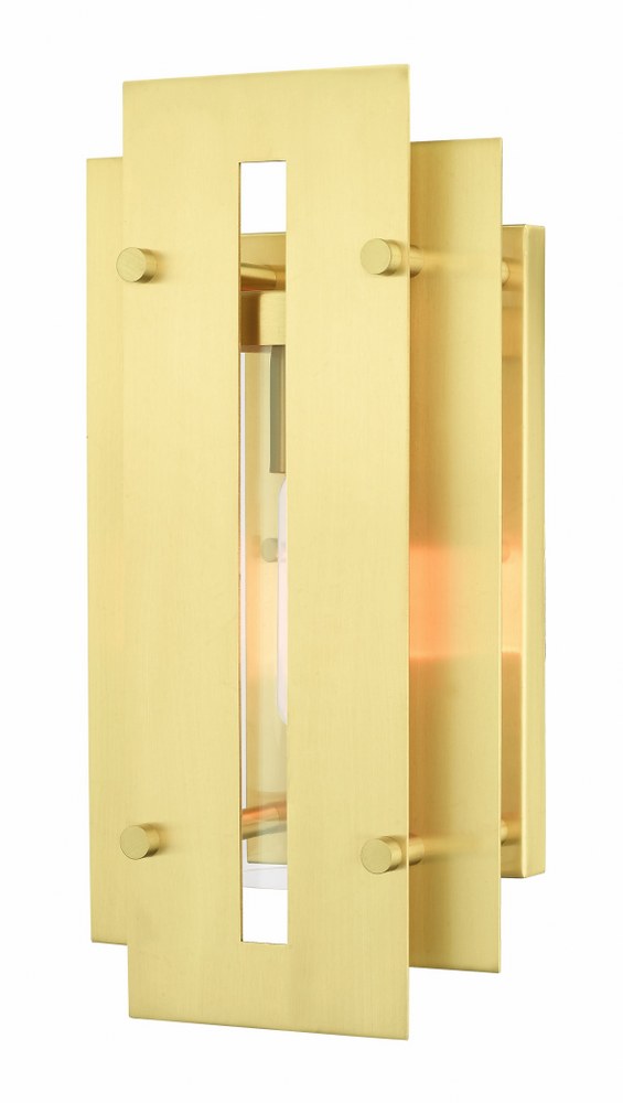 Livex Lighting-21772-12-Utrecht - 1 Light Outdoor Wall Lantern in Utrecht Style - 7 Inches wide by 14 Inches high   Satin Brass Finish with Clear Glass