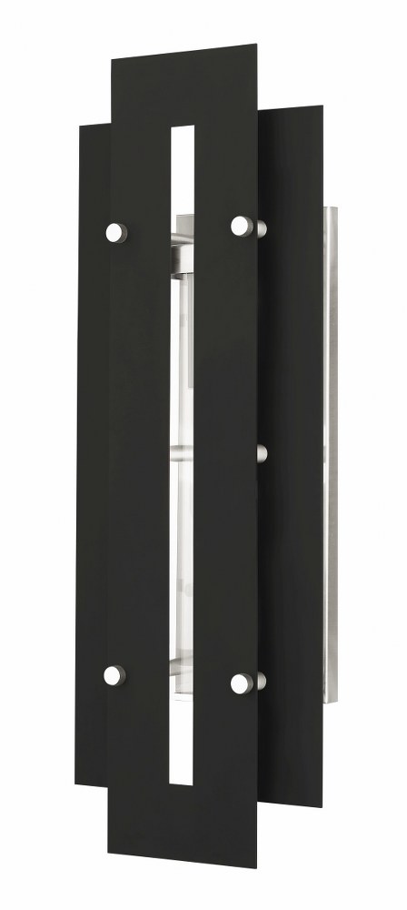 Livex Lighting-21773-04-Utrecht - 1 Light Outdoor Wall Lantern in Utrecht Style - 8 Inches wide by 22 Inches high   Black/Brushed Nickel Finish with Clear Glass