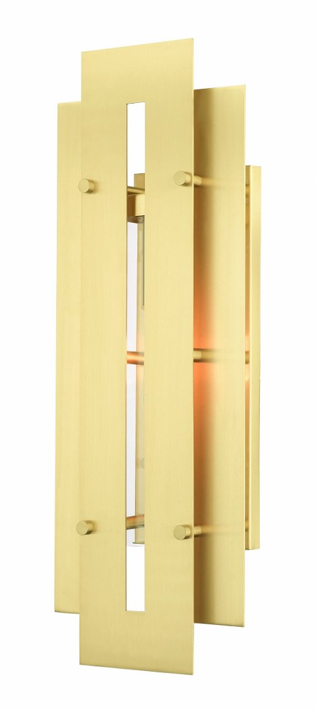 Livex Lighting-21773-12-Utrecht - 1 Light Outdoor Wall Lantern in Utrecht Style - 8 Inches wide by 22 Inches high   Satin Brass Finish with Clear Glass