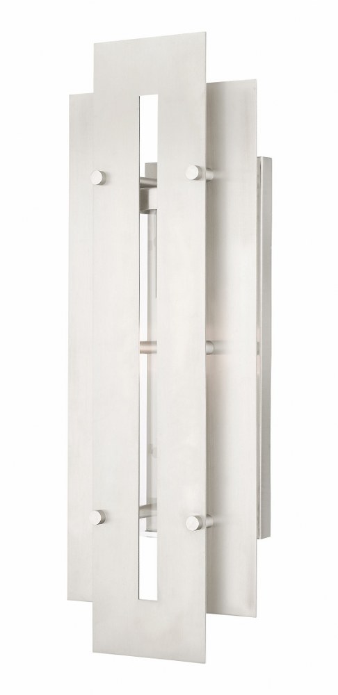 Livex Lighting-21773-91-Utrecht - 1 Light Outdoor Wall Lantern in Utrecht Style - 8 Inches wide by 22 Inches high   Brushed Nickel Finish with Clear Glass