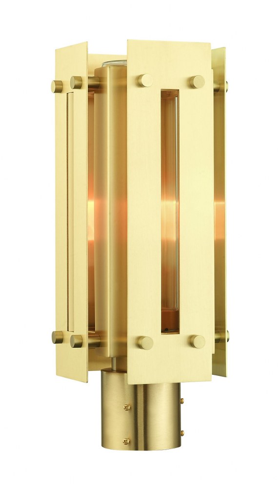 Livex Lighting-21774-12-Utrecht - 1 Light Outdoor Post Top Lantern in Utrecht Style - 6.63 Inches wide by 16 Inches high   Satin Brass Finish with Clear Glass