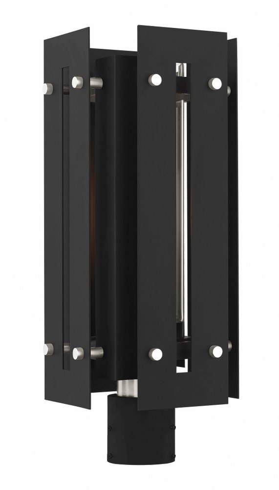 Livex Lighting-21776-04-Utrecht - 1 Light Outdoor Post Top Lantern in Utrecht Style - 8.63 Inches wide by 20 Inches high   Black/Brushed Nickel Finish with Clear Glass