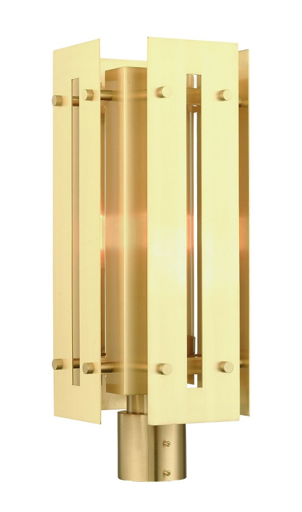 Livex Lighting-21776-12-Utrecht - 1 Light Outdoor Post Top Lantern in Utrecht Style - 8.63 Inches wide by 20 Inches high   Satin Brass Finish with Clear Glass