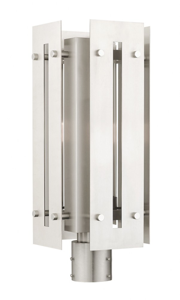 Livex Lighting-21776-91-Utrecht - 1 Light Outdoor Post Top Lantern in Utrecht Style - 8.63 Inches wide by 20 Inches high   Brushed Nickel Finish with Clear Glass