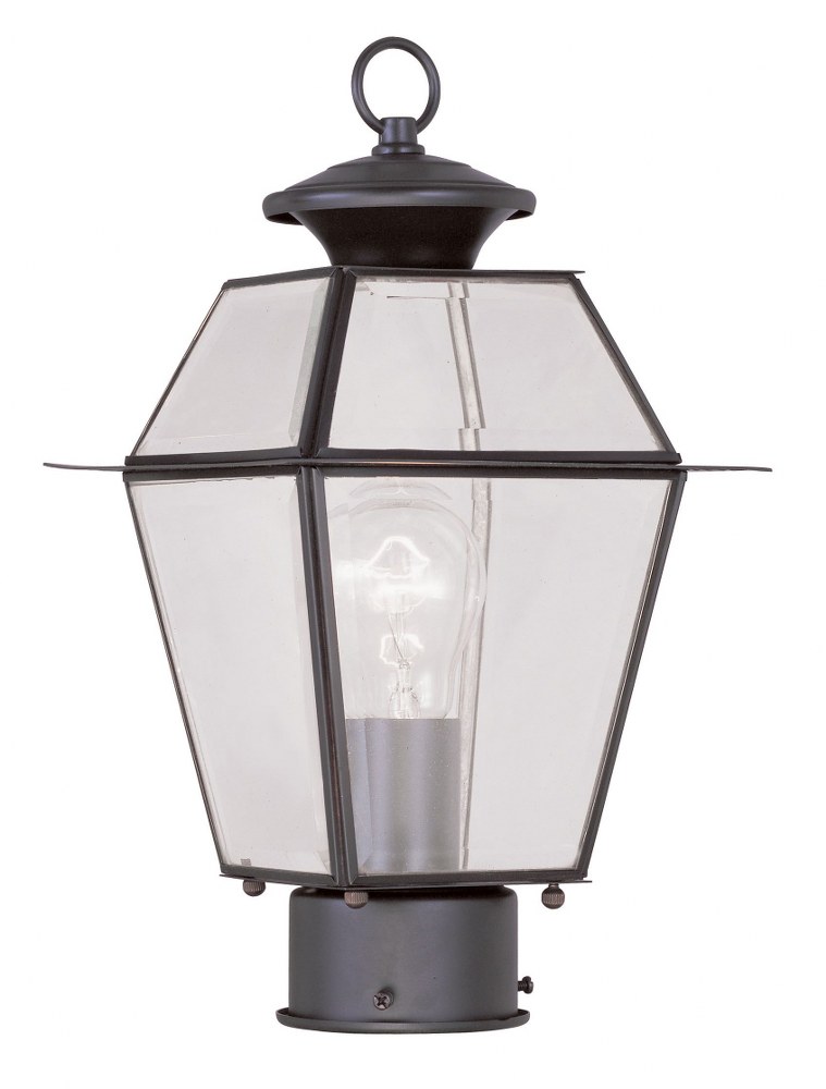 Livex Lighting-2182-07-Westover - 1 Light Outdoor Post Top Lantern in Westover Style - 7.5 Inches wide by 14 Inches high   Bronze Finish with Clear Beveled Glass