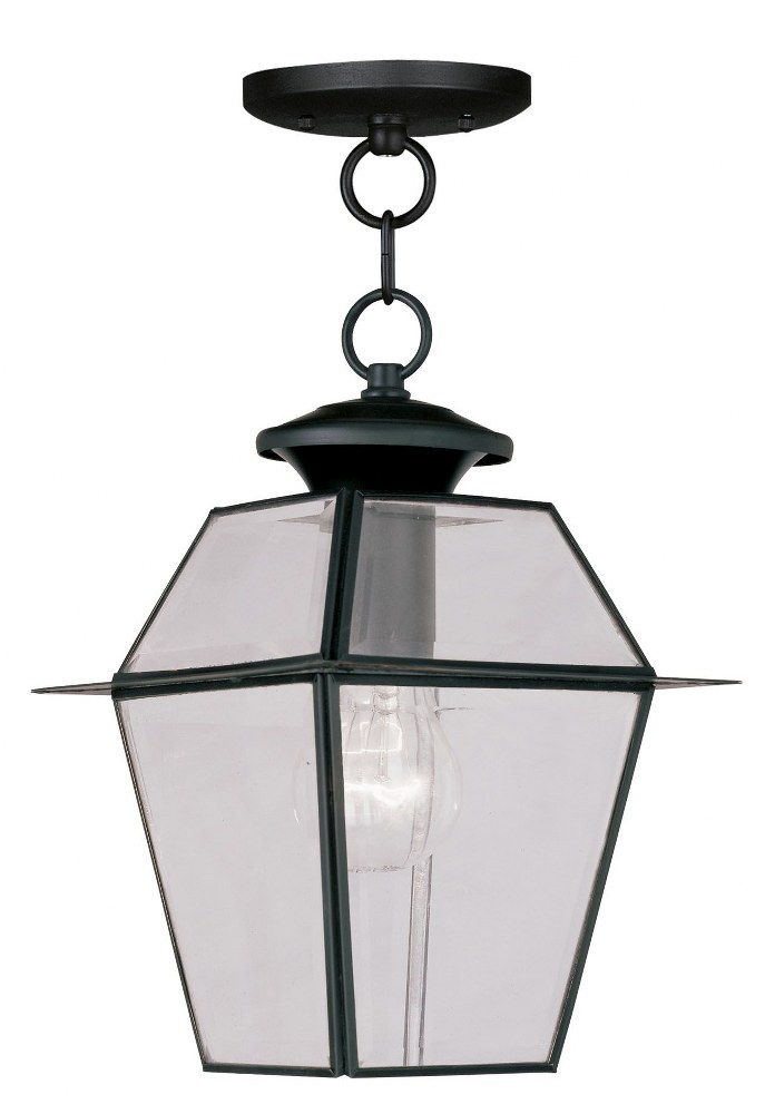 Livex Lighting-2183-04-Westover - 1 Light Outdoor Pendant Lantern in Westover Style - 7.5 Inches wide by 11.5 Inches high   Black Finish with Clear Beveled Glass