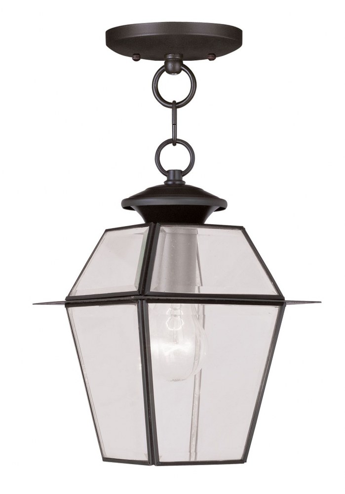 Livex Lighting-2183-07-Westover - 1 Light Outdoor Pendant Lantern in Westover Style - 7.5 Inches wide by 11.5 Inches high   Bronze Finish with Clear Beveled Glass