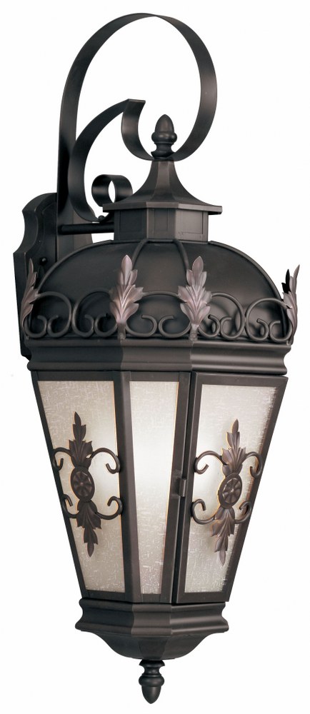 Livex Lighting-2196-07-Berkshire - 3 Light Outdoor Wall Lantern in Berkshire Style - 11.5 Inches wide by 32 Inches high   Bronze Finish with Antique Honey Linen Glass