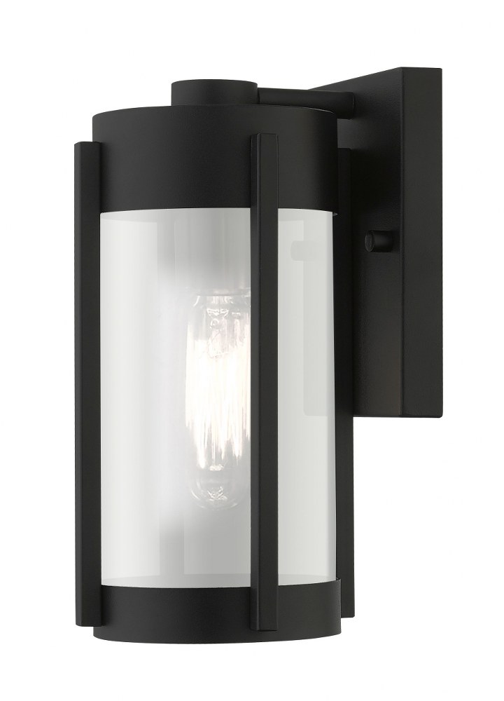 Livex Lighting-22380-04-Sheridan - 1 Light Outdoor Wall Lantern in Sheridan Style - 5.25 Inches wide by 10.25 Inches high Black/Brushed Nickel  Black/Brushed Nickel Finish with Electrical Plated Smoke