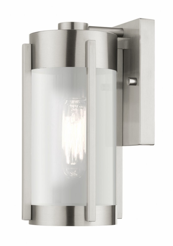 Livex Lighting-22380-91-Sheridan - 1 Light Outdoor Wall Lantern in Sheridan Style - 5.25 Inches wide by 10.25 Inches high Brushed Nickel  Black/Brushed Nickel Finish with Electrical Plated Smoke Glass