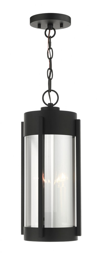 Livex Lighting-22385-04-Sheridan - 2 Light Outdoor Pendant Lantern in Sheridan Style - 7.5 Inches wide by 18 Inches high Black/Brushed Nickel  Black/Brushed Nickel Finish with Electrical Plated Smoke 