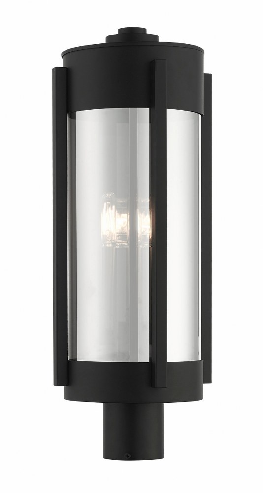 Livex Lighting-22387-04-Sheridan - 3 Light Outdoor Post Top Lantern in Sheridan Style - 8.63 Inches wide by 22 Inches high Black/Brushed Nickel  Black/Brushed Nickel Finish with Electrical Plated Smok