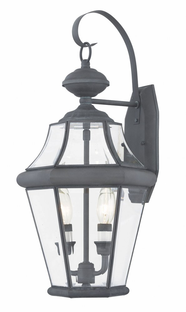 Livex Lighting-2261-61-Georgetown - 2 Light Outdoor Wall Lantern in Georgetown Style - 10.25 Inches wide by 20.75 Inches high Charcoal  Bronze Finish with Clear Beveled Glass